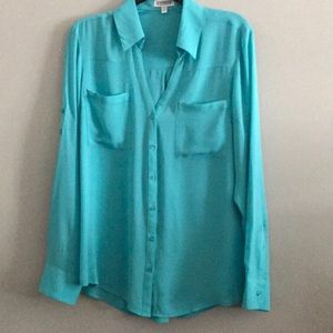 Aqua Button Down Blouse